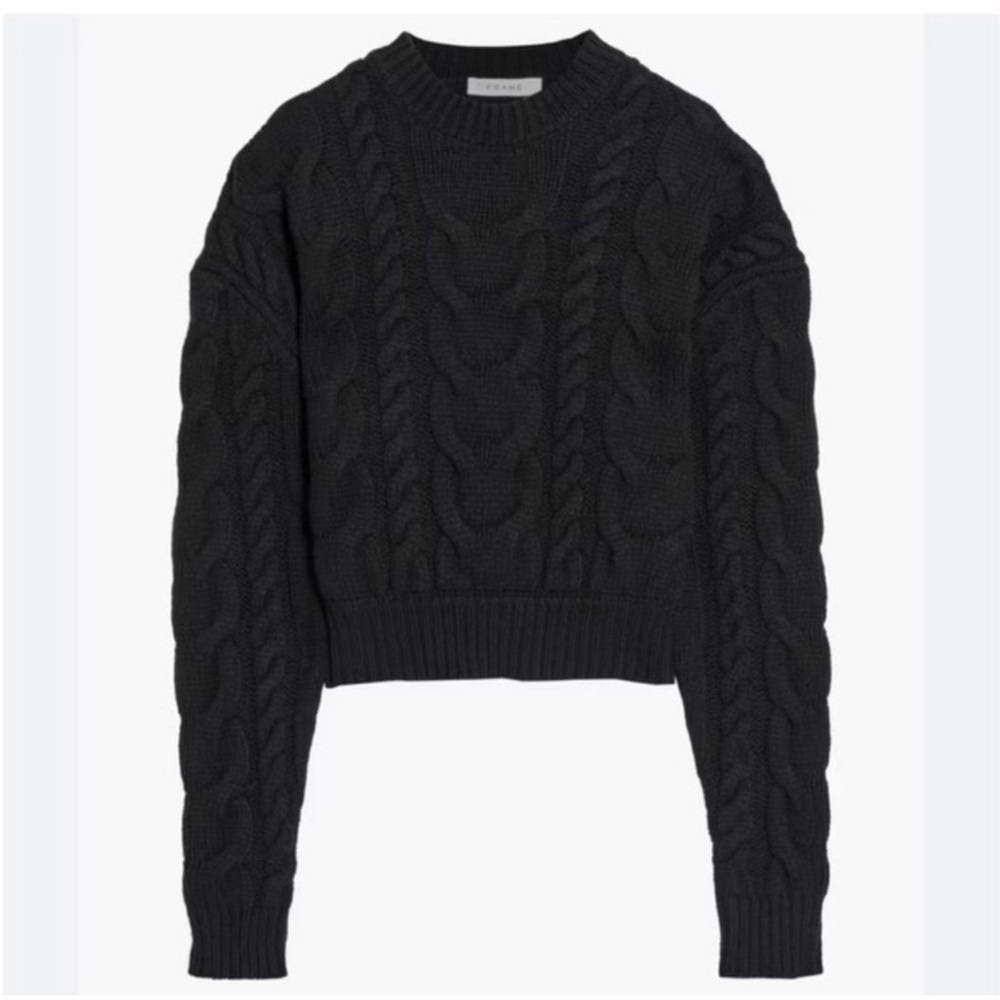 Frame Cropped Black Sweater